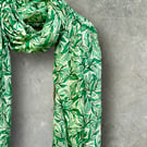 Chic Sketched Small Leaves Green Scarf with Gold Flakes,Great Gifts for Women