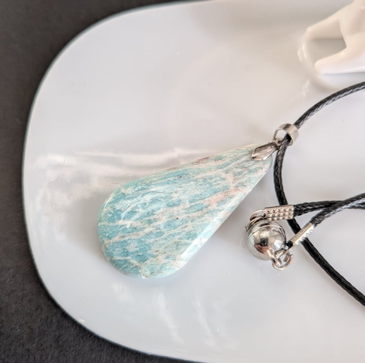 Handcrafted Stone Pendant with 44cm Rope Necklace - Folksy