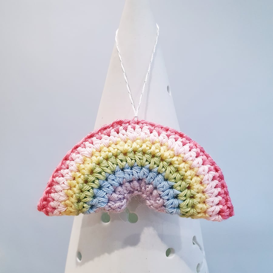 Crochet Rainbow Bauble Hanger
