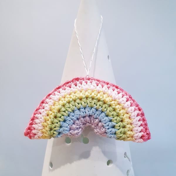 Crochet Rainbow Bauble Hanger