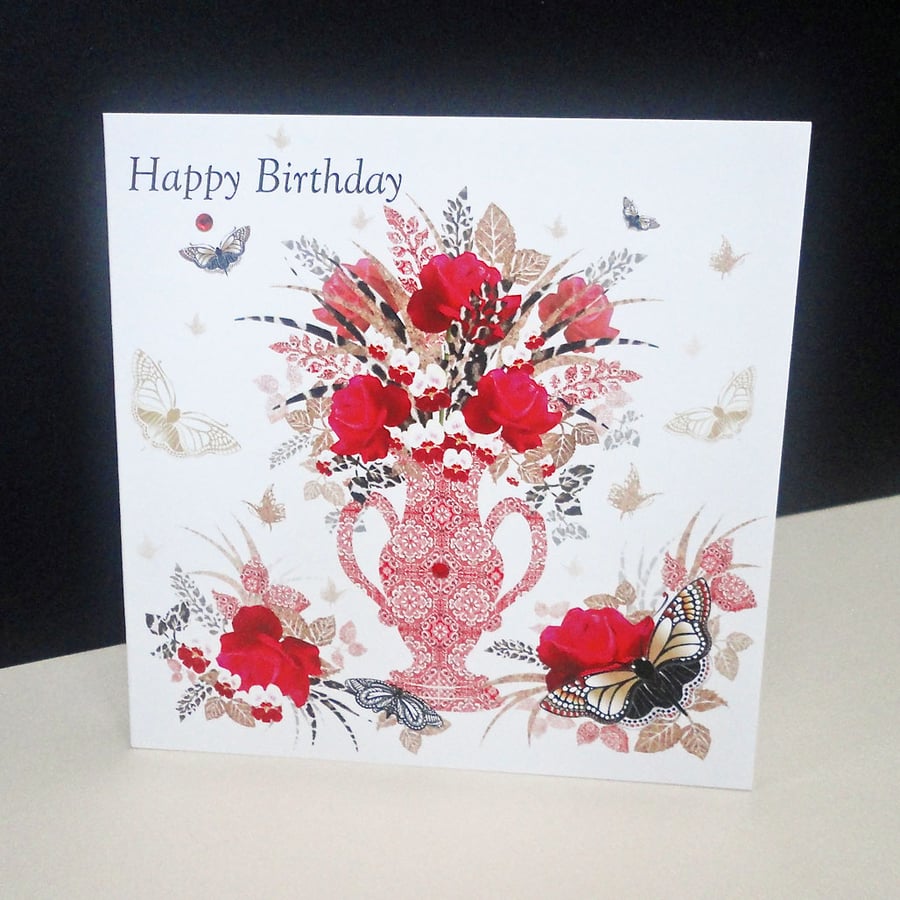  Happy Birthday Red Rose Display Card