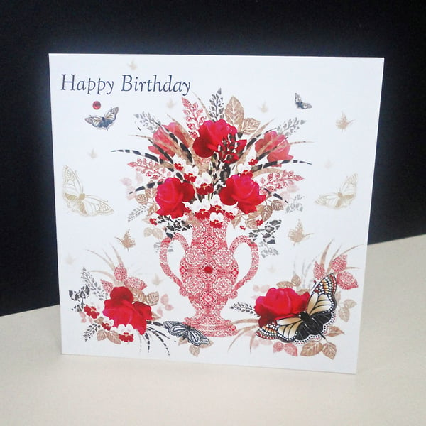 Red Rose Display'Happy Birthday Card