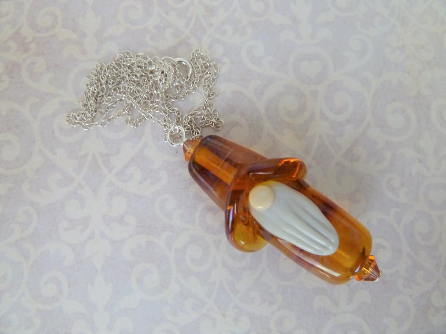 sterling silver chain with glass gnome pendant