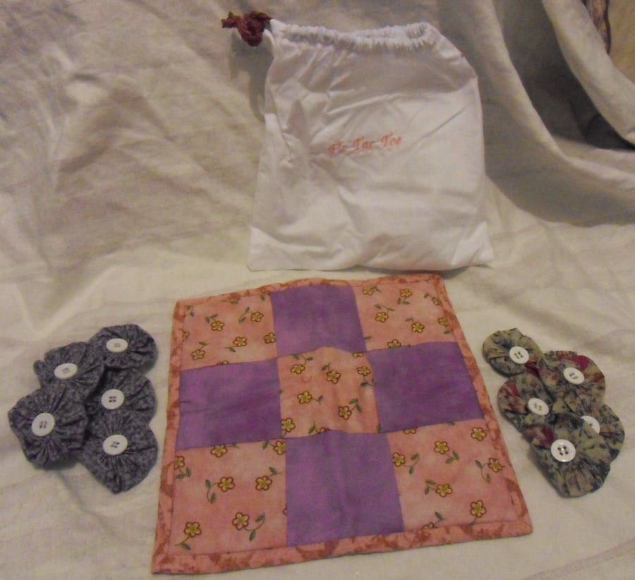 Homemade Tic Tac Toe fabric game. (set 3)