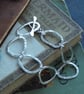 Hallmarked silver bracelet, hammered silver, large links - Image 2
