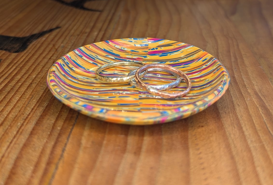 Pretty trinket dish orange blue and pink