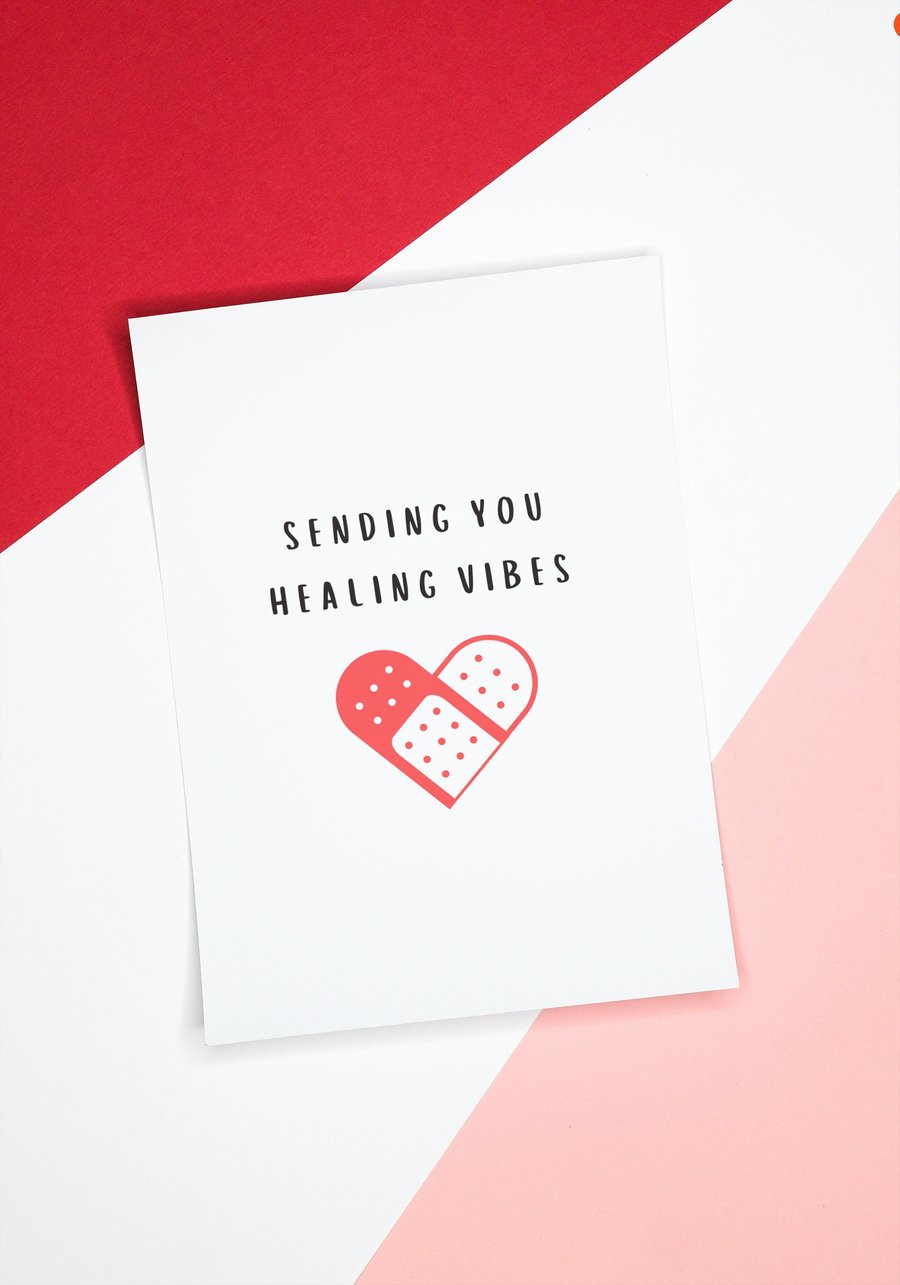 Sending You Healing Vibes Recovery Get Well Get Better Soon A5 Premium Card 350g