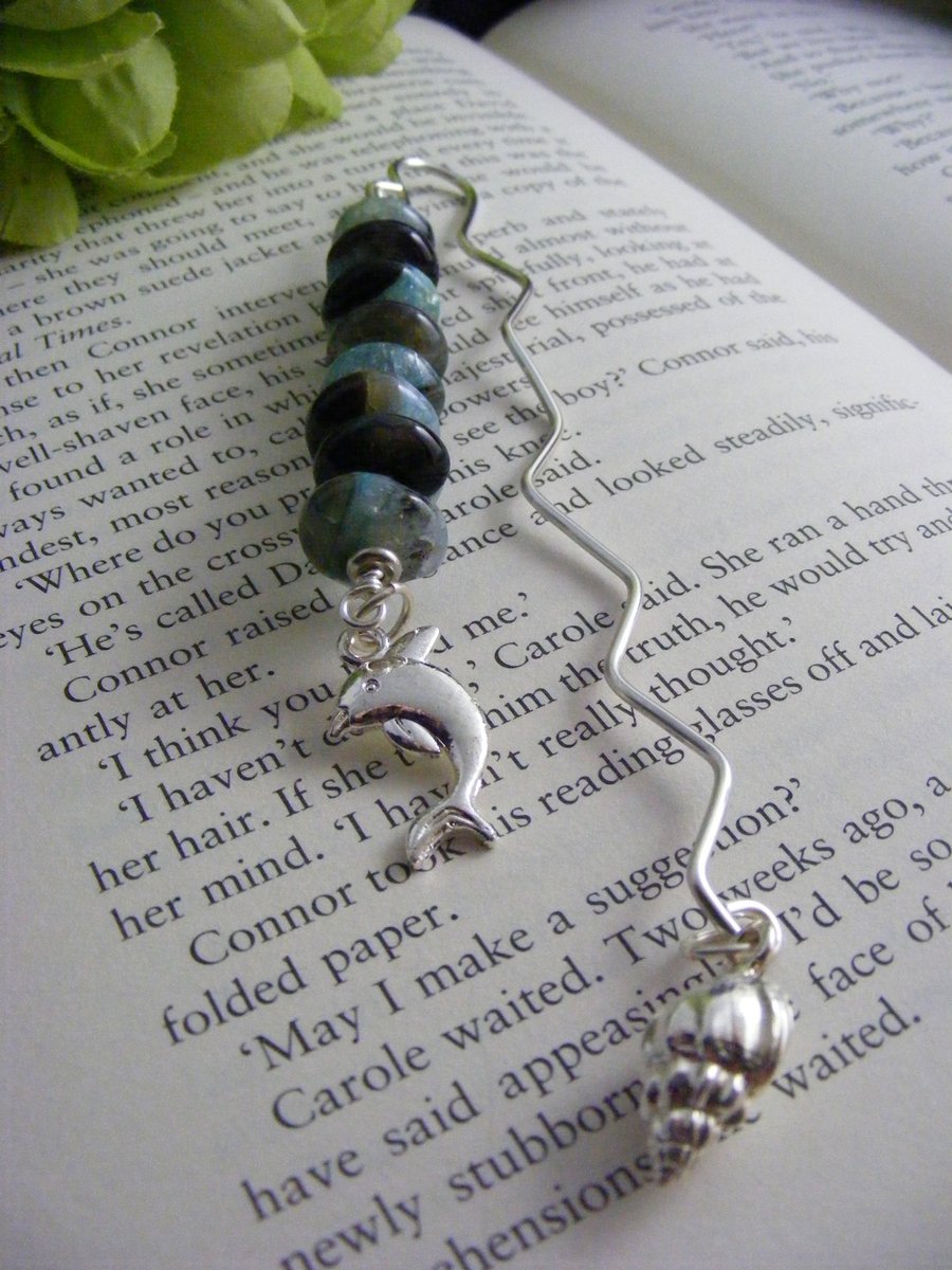 Green Blue and Black Agate Bookmark