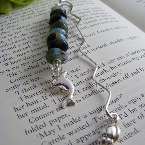 Green Blue and Black Agate Bookmark