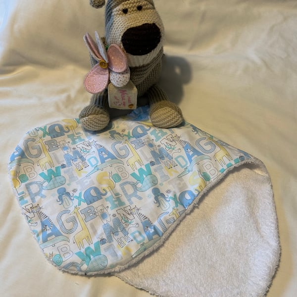Burping Cloth Blue ABC