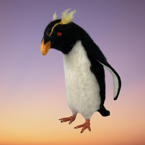 Needle felted Rockhopper penguin