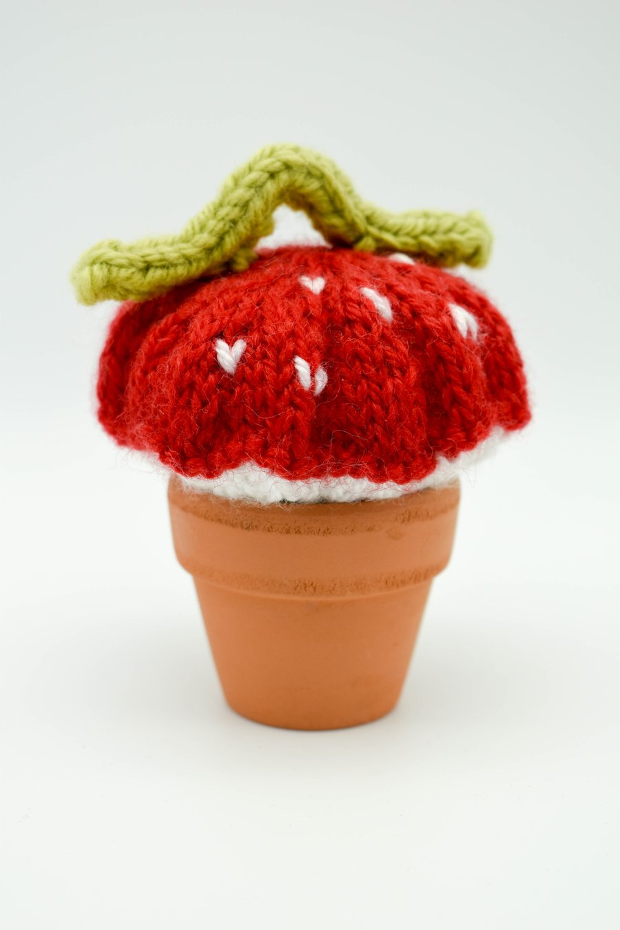 Hand knitted Toadstool and Caterpillar pincushion