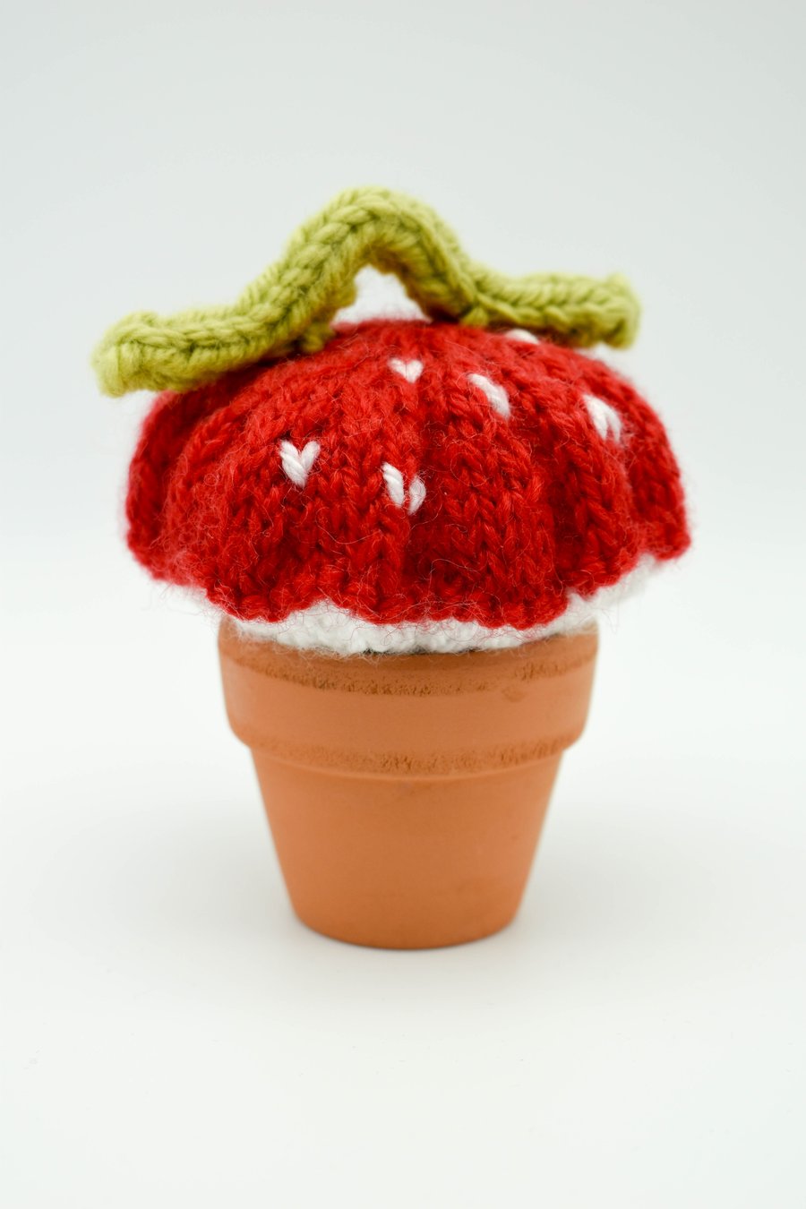 SOLD - Hand knitted Toadstool and Caterpillar pincushion