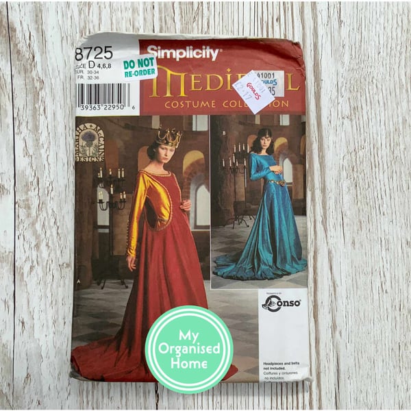 Simplicity 8725 Martha McCain Medieval Costume Collection sewing pattern