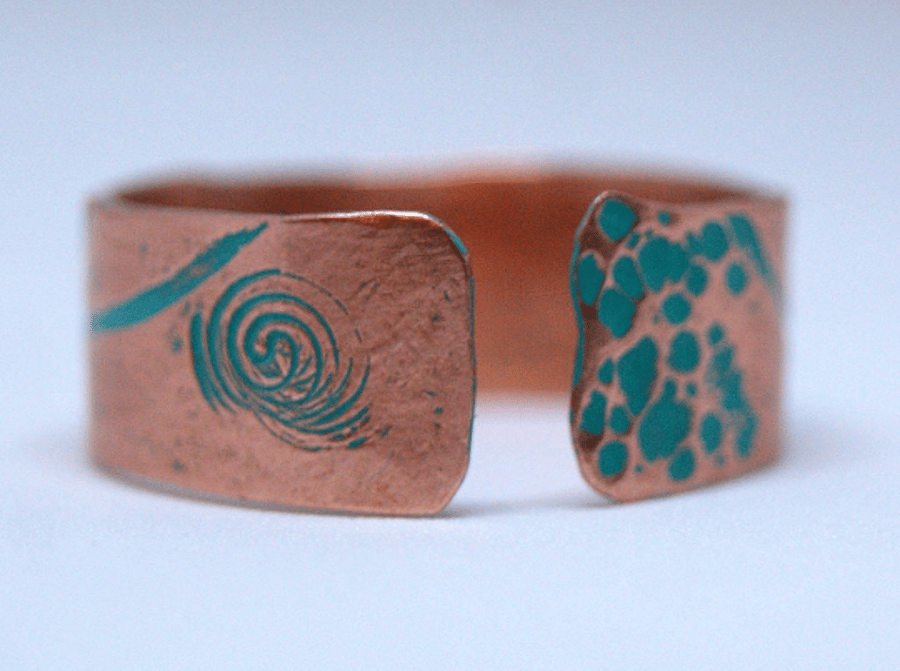 Pure Copper Ring, Textured Ring with Hint of Patina