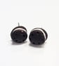Retro cookies and cream style stud earrings Quirky, fun, unique, handmade, novel - Image 2