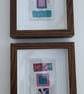 Pretty Patterned Pink Blue Teal Handstitched Geometric Small Art Pictures - Image 10