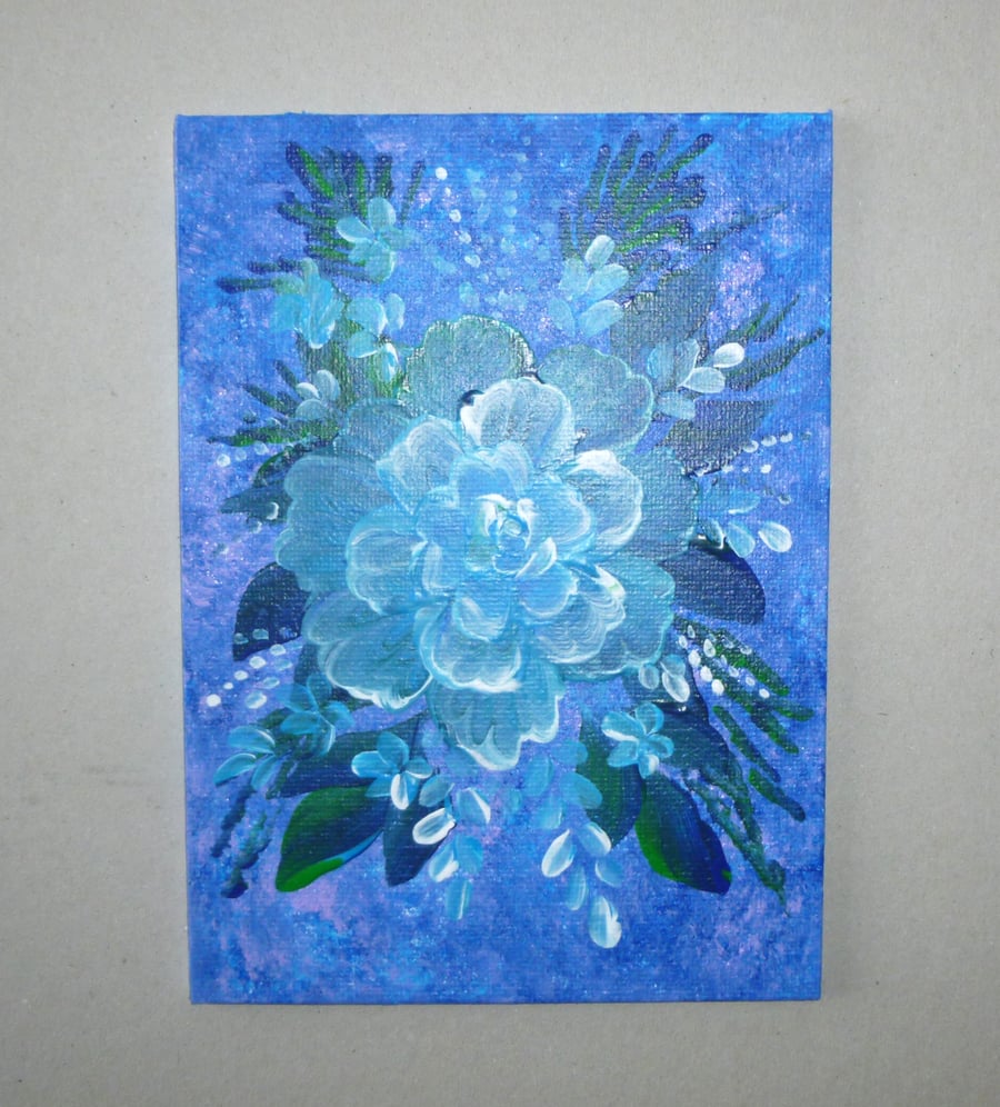 Original art hand painted floral acrylic painting ( ref FA 7 M4 )