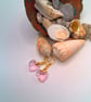 Pink Floral Beads and Pink and White Crystal Necklace with Heart and Earrings - Image 3