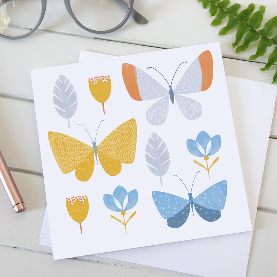 Garden Butterfly Blank Greetings Card