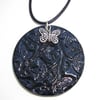 black ceramic pendant with butterfly