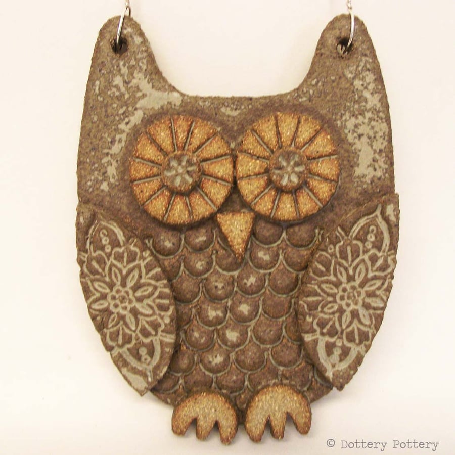 Pottery Owl hanging decoration Ceramic Owl
