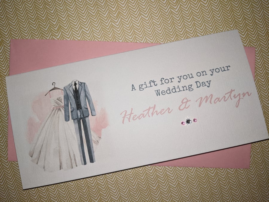 Handmade Personalised Bride and Groom Wedding Gift Money Wallet