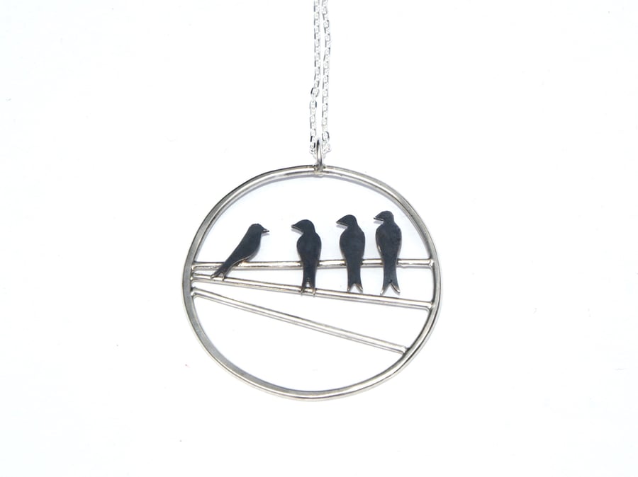 Swallows on a wire necklace 