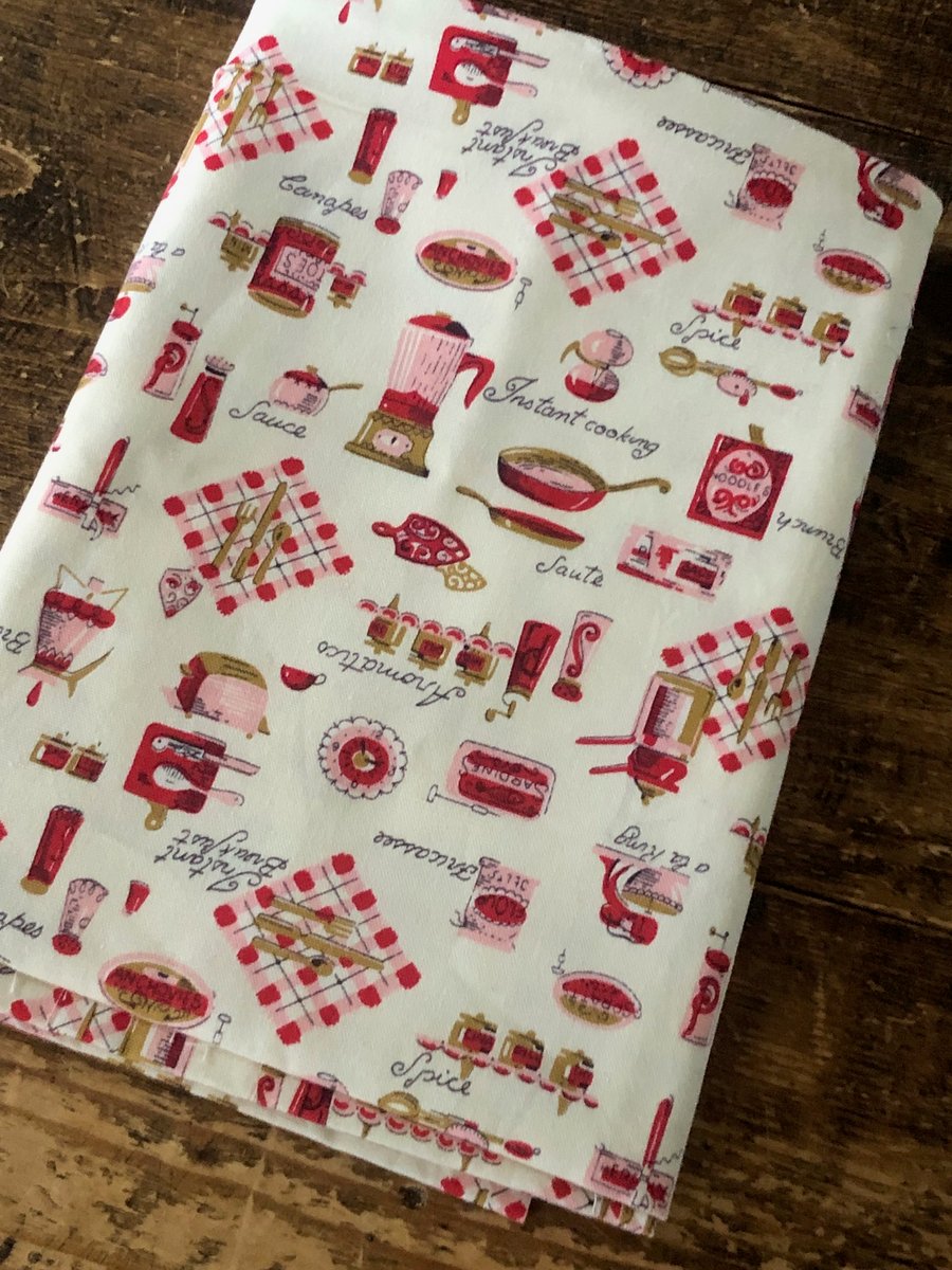 1m Japanese 100% Cotton Fabric  - Kitchen Illustrations