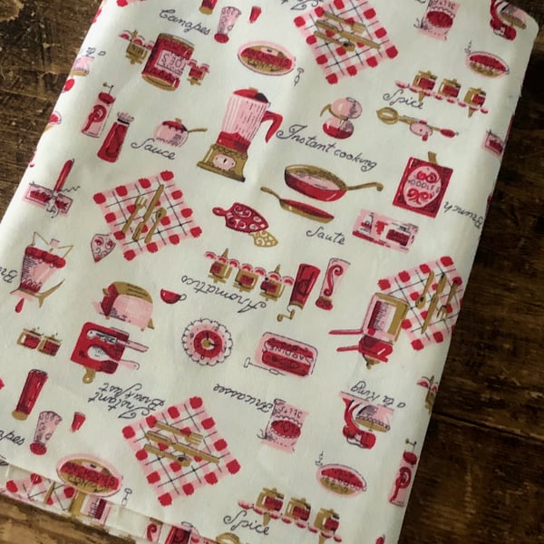 1m Japanese 100% Cotton Fabric  - Kitchen Illustrations