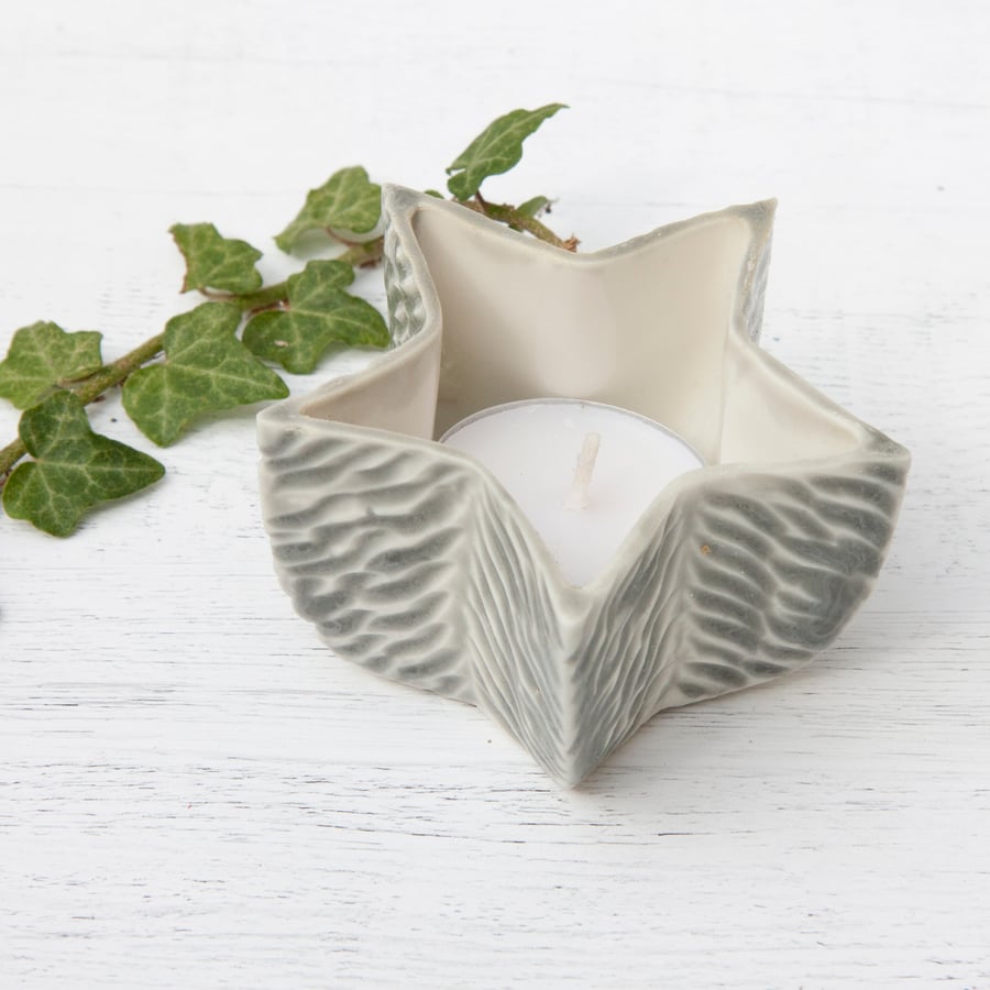 Candle holder - grey star