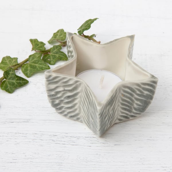 Candle holder - grey star