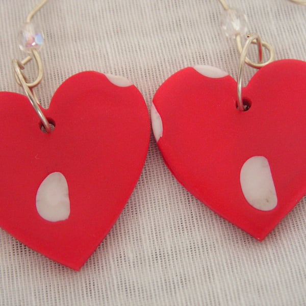 Strawberry hearts polymer clay earrings