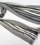 Grey and Cream striped viscose jersey light weight informal Scarf pom pom fringe - Image 6