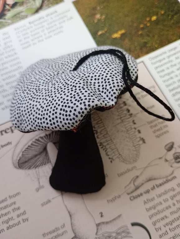 Fabric toadstool, hanging decoration, Halloween or Christmas