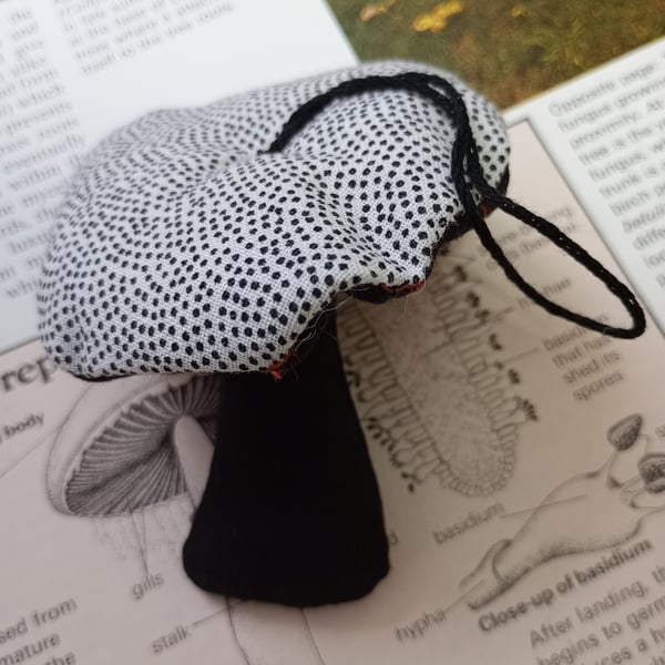 Fabric toadstool, hanging decoration, Halloween or Christmas
