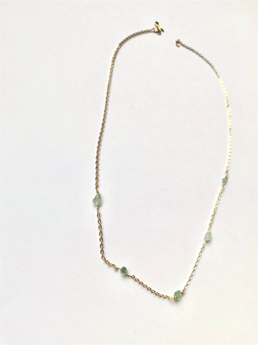 Aurielle – Delicate Emerald Gemstone designer handmade Necklace gold plated 