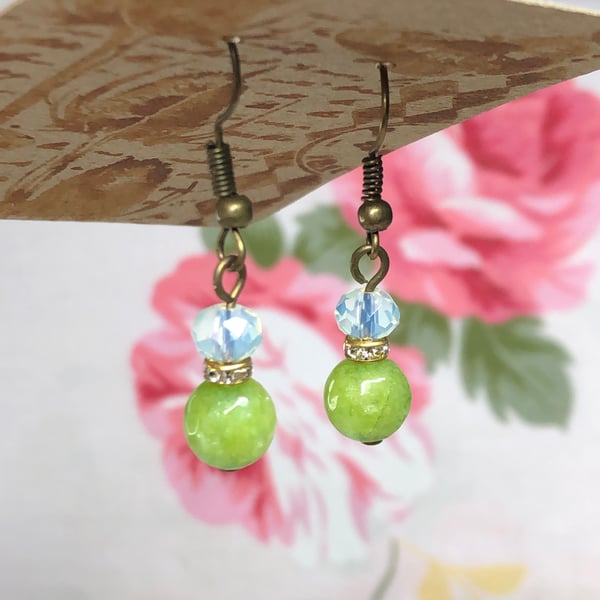 Peridot and Opalite earrings