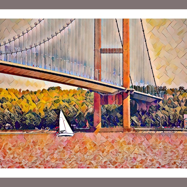 Humber Bridge Sailing Boat  Card A5