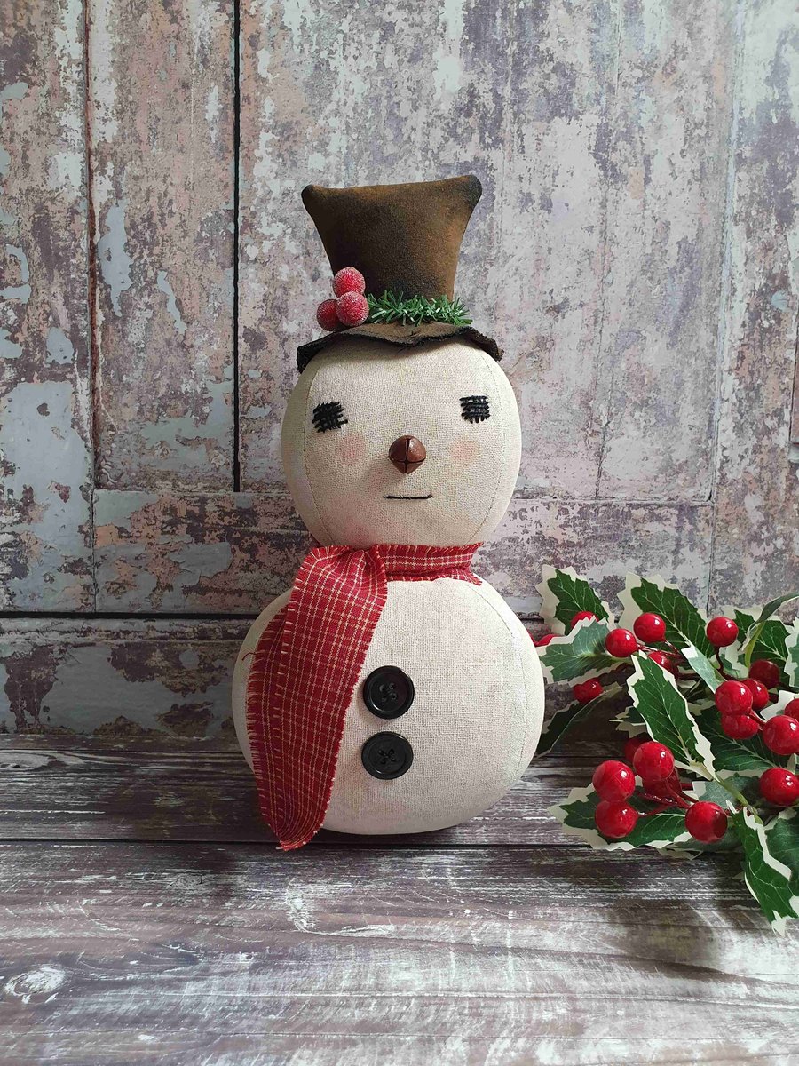 Reserved for Deb - Primitive Snowman Decoration 