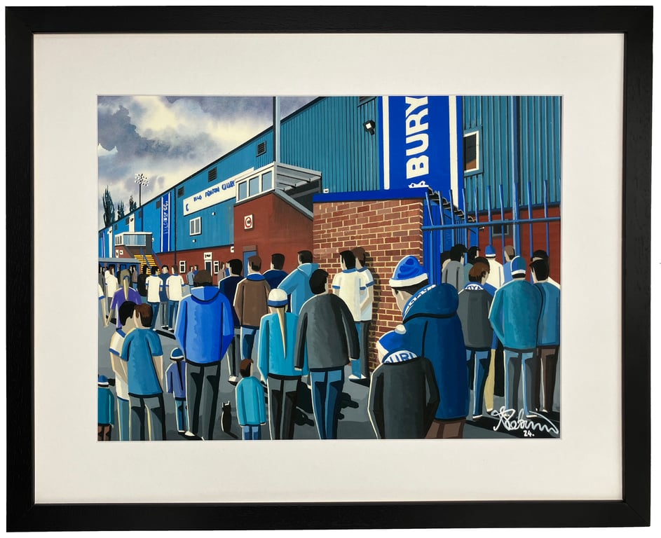 Bury F.C, Gigg Lane Stadium, Framed Football Art Print. 14" x 11" Frame Size