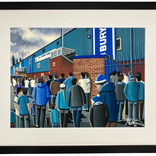 Bury F.C, Gigg Lane Stadium, Framed Football Art Print. 14" x 11" Frame Size