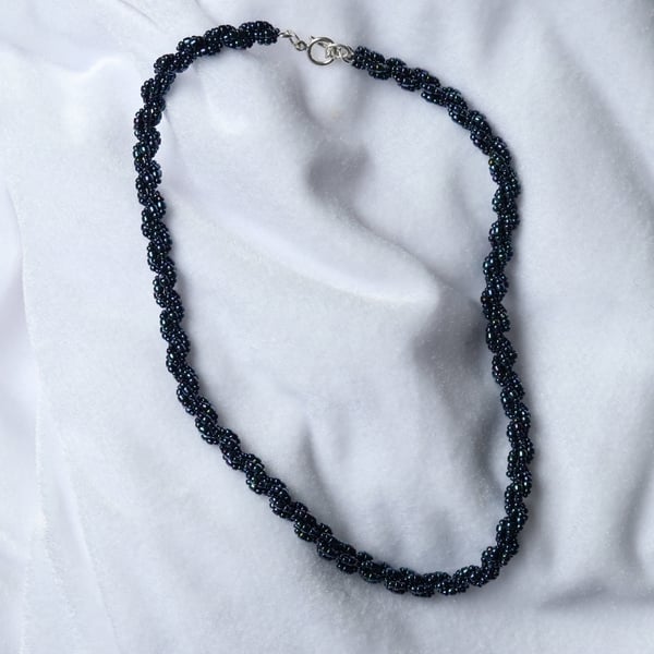 Iridescent Blue Spiral Necklace