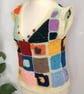 Handmade crochet unisex vest. Size S or M. Multicoloured. Display Buttons. - Image 3