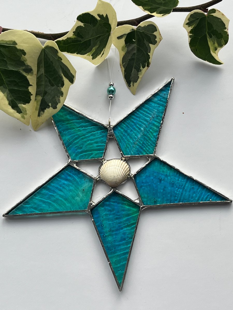 Large stained glass shell heart 