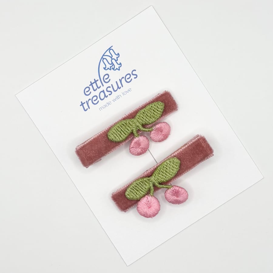 Pink Cherry Hair clips 