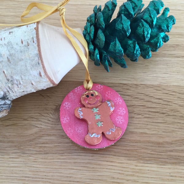 Small Gingerbread Man Christmas Hanging Ornament
