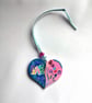 Hand painted wooden PEACE heart 