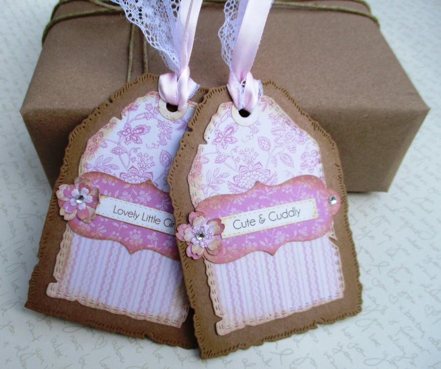 Baby Girl Gift tags,luggage tags,set of 2