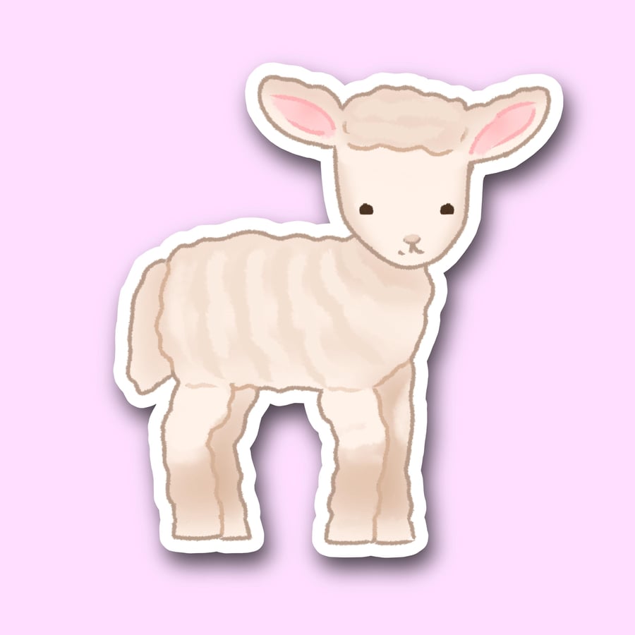 Cute Lamb Sticker - Sticker size 70mm x 77mm 